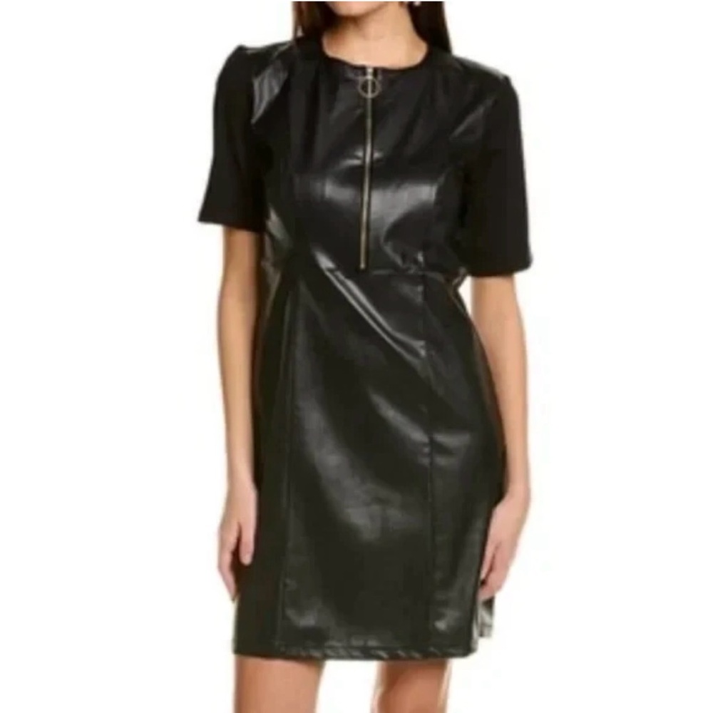 Nanette Lepore Black Faux Leather Mini Dress NWT